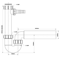 McAlpine Syfon zlewozmywakowy rurowy 6/4"x 50mm pojedynczy z podłączeniami bez spustu HC7