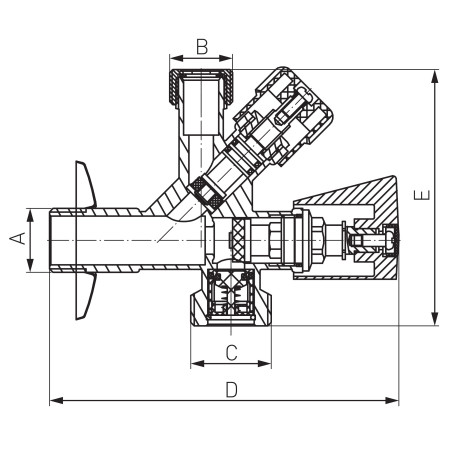 Ferro Zawór podwójny, grzybkowy Kombi 1/2" x 1/2" x 3/4" CF5105