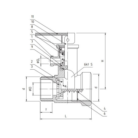 PERFEXIM ZAWÓR BEZPIECZEŃSTWA Z ZAWOREM ZWROTNYM I SPUSTEM 3/4" 7036B 20-202-0200-000