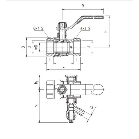 PERFEXIM  KUREK KULOWY PERFEKT SYSTEM PRZELOTOWY Z ZAWOREM SPUSTOWYM GWINT WW PHA-008 1/2" 00-008-0150-002