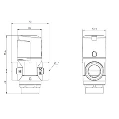 AFRISO Termostatyczny zawór mieszający ATM 561 DN20 G1" 20÷43°C Kvs 2,5 m3/h 1256110