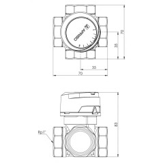 AFRISO 4-drogowy obrotowy zawór mieszający ARV 484 ProClick DN25 Rp1" Kvs 10 1348410