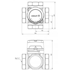 AFRISO 4-drogowy obrotowy zawór mieszający ARV 485 ProClick DN32 Rp1 1/4" Kvs 16 1348510