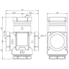 AFRISO Zawór temperaturowy ATV 555 DN32 Rp1 1/4" kvs 9 55°C 1655510