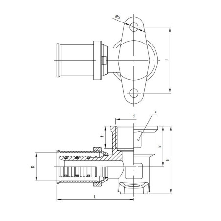 PERFEXIM KOLANO Z REDUKCJA ZAPRASOWYW Z MOC 908 20 x 1/2" 62-908-2015-000