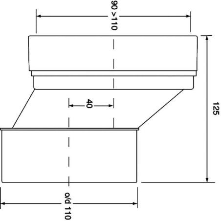 McAlpine Przyłącze kanalizacyjne przesunięcie 4cm 90-110x110mm 12,5cm WC-CON4B