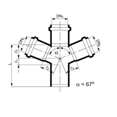 MagnaPlast HT PLUS Czwórnik HTEA 50/50mm 67° 11400 Kanalizacja