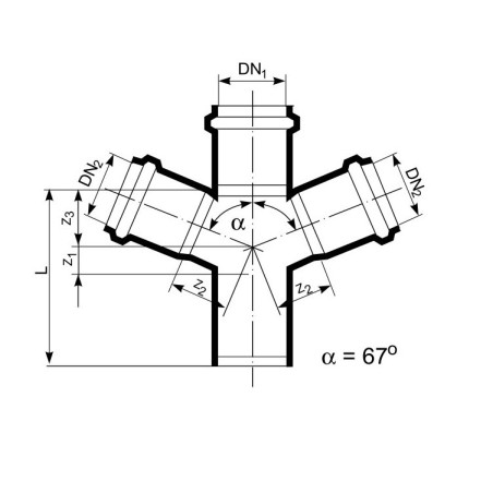 MagnaPlast HT PLUS Czwórnik HTEA 100/50mm 67° 11420 Kanalizacja