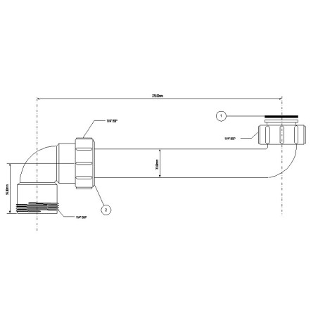 McAlpine Przedłużka do syfonu umywalkowego 5/4"x5/4" 27,5cm HC13-32