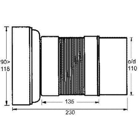 McAlpine Przyłącze kanalizacyjne elastyczne 90-110x110mm 23-54cm WC-F23P
