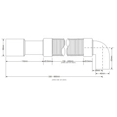 McAlpine Przyłącze kątowe harmonijkowe 40x40/50mm 60cm HC745