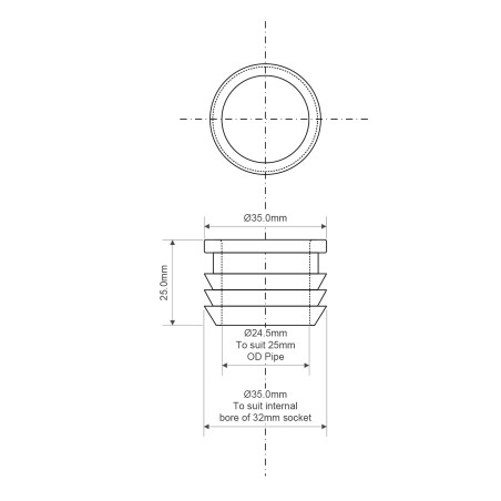 McAlpine Redukcja kanalizacyjna biała 32x25mm FLEXCONN-3225-WH