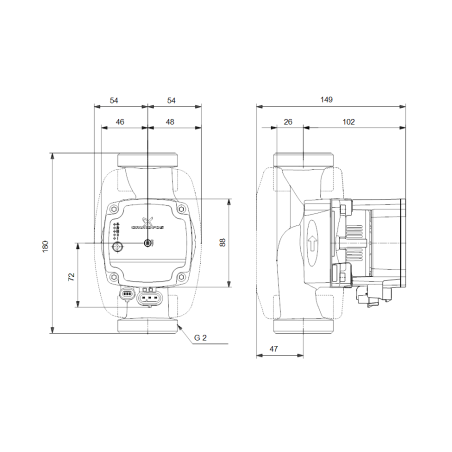 GRUNDFOS Pompa obiegowa ALPHA 1 L 32-60 2" 180mm 99160590