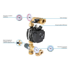 AFRISO Moduł mieszający BTU 501 do ogrzewania podłogowego z zaworem ATM, pompa Grundfos UPM3 Auto 9050110