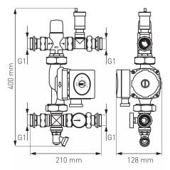 Ferro Grupa mieszająca dwufunkcyjna z zaworem termostatycznym 3-drogowym dla pompy 130 mm GM2F-WP