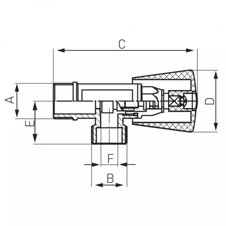 Ferro Zawór kątowy grzybkowy 1/2" x 3/4" Z230