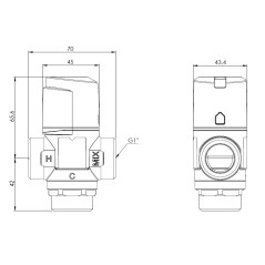 AFRISO Termostatyczny zawór mieszający ATM 361 DN20, G1" 20÷43°C Kvs 1,6 m3/h 1236110