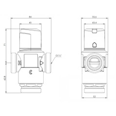 AFRISO Termostatyczny zawór mieszający ATM 881 DN25 G1 1/4" 20÷43°C Kvs 4,2 m3/h 1288110