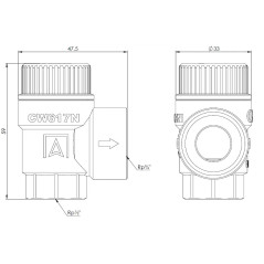 AFRISO Zawór bezpieczeństwa do c.o. MS 2,5 bar Rp1/2" x Rp3/4" 42385