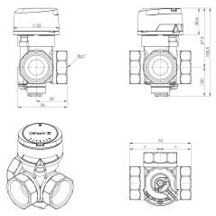 AFRISO 3-drogowy obrotowy zawór mieszający ARV 384 Vario ProClick DN25 Rp1" Kvs 4,5 - 12 1338420