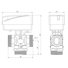 AFRISO 3-drogowy zawór strefowy AZV 844 DN25 G5/4" Kvs 13 m3/h 1684400