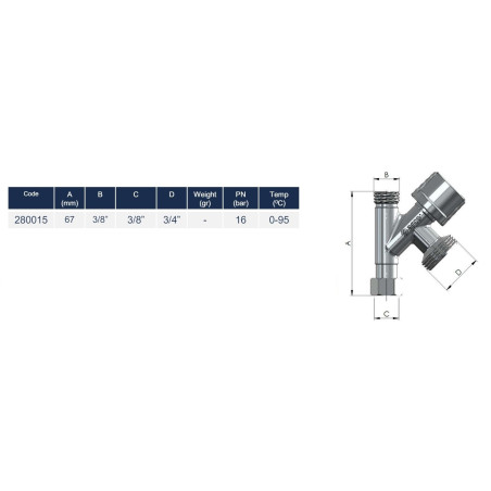 ARCO Zawór kulowy 3/8" x 3/8" x 3/4" CONEKTA 280015