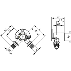 TECE TECEflex kolano naścienne podwójne typu "V" 90° rozmiar 16 x 1/2" x 16 GW mosiądz standard 768501