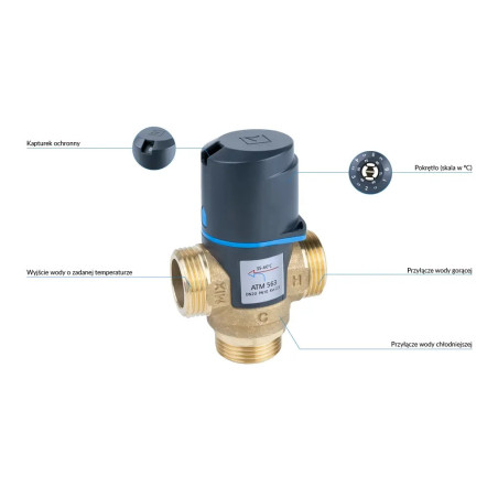 AFRISO Termostatyczny zawór mieszający ATM 563, DN20 G1" 35÷60°C Kvs 2,5 m3/h 1256310