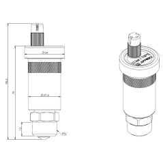 AFRISO Odpowietrznik automatyczny pionowy PrimoVent G3/8" z Aquastop i zaworem stopowym R1/2" 7773510