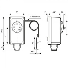 AFRISO Termostat zanurzeniowy TC2 0 - 90°C nastawa zewnętrzna kapilara 1000 mm 6742100