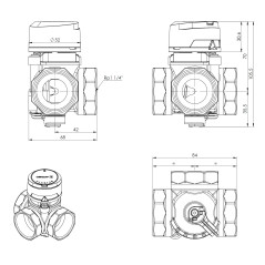 AFRISO zawór mieszający 3-drogowy obrotowy ARV 385 Vario ProClick DN32 Rp1 1/4" Kvs 7,5 - 19 1338520