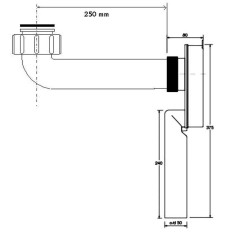 McAlpine Syfon umywalkowy podtynkowy 5/4"x50mm z przedłużką 250mm SUP-WH