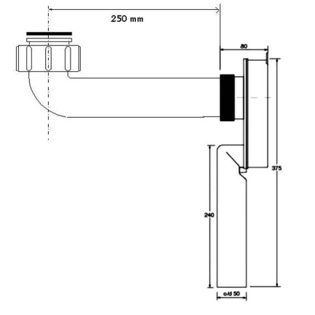 McAlpine Syfon umywalkowy podtynkowy 5/4"x50mm z przedłużką 250mm SUP-WH