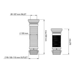 AKCES Złącze białe WC 110mm rozciągliwe 50cm 24051