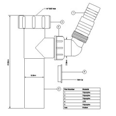 McAlpine Przedłużka pionowa do syfonu z podłączeniem 5/4″x32mm 15cm TEE5/4B1