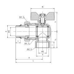 PERFEXIM  KUREK KULOWY PERFEKT SYSTEM PRZELOTOWY KĄTOWY ZE ŚRUBUNKIEM Z GWINTEM SAMOUSZCZELNIAJĄCYM PHA-010A 1" 00-010-0250-002