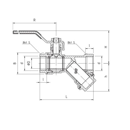 PERFEXIM  KUREK KULOWY PERFEKT SYSTEM PRZELOTOWY Z FILTREM SKOŚNYM GWINT WW PHA-006 1/2" 01-006-0150-000