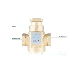 AFRISO Zawór temperaturowy ATV 334 DN25 Rp1" kvs 9 50°C 1633410